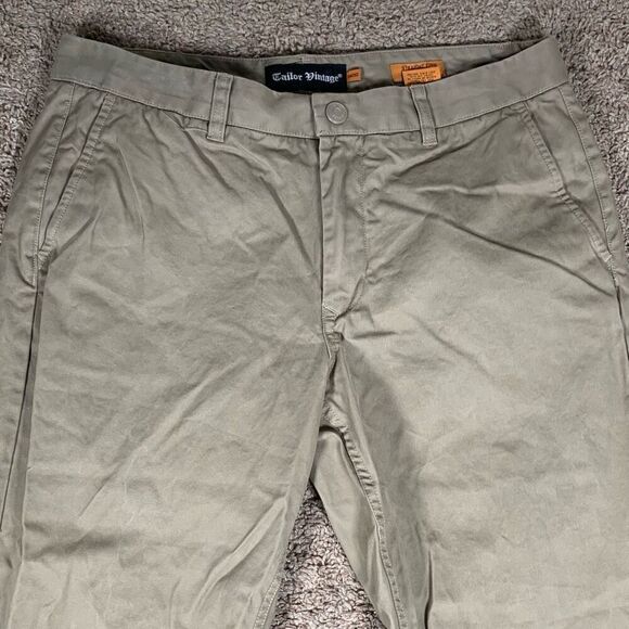 Tailor Vintage Mens Straight Fit Cotton Khakis Pants Washed Chino Size 34/30 - Picture 2 of 9